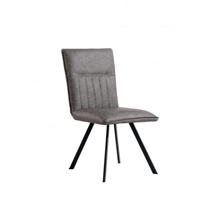 Pair of Darwen Leather Dining Chair - Grey