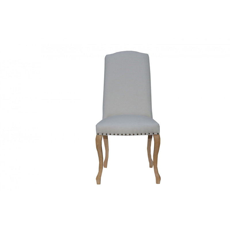 Pair of Luxury Chair with Studs and Carved Legs - Natural