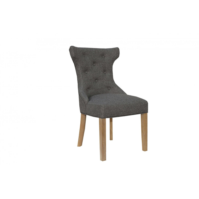 Pair of Winged Button Back Chair with - Light Grey