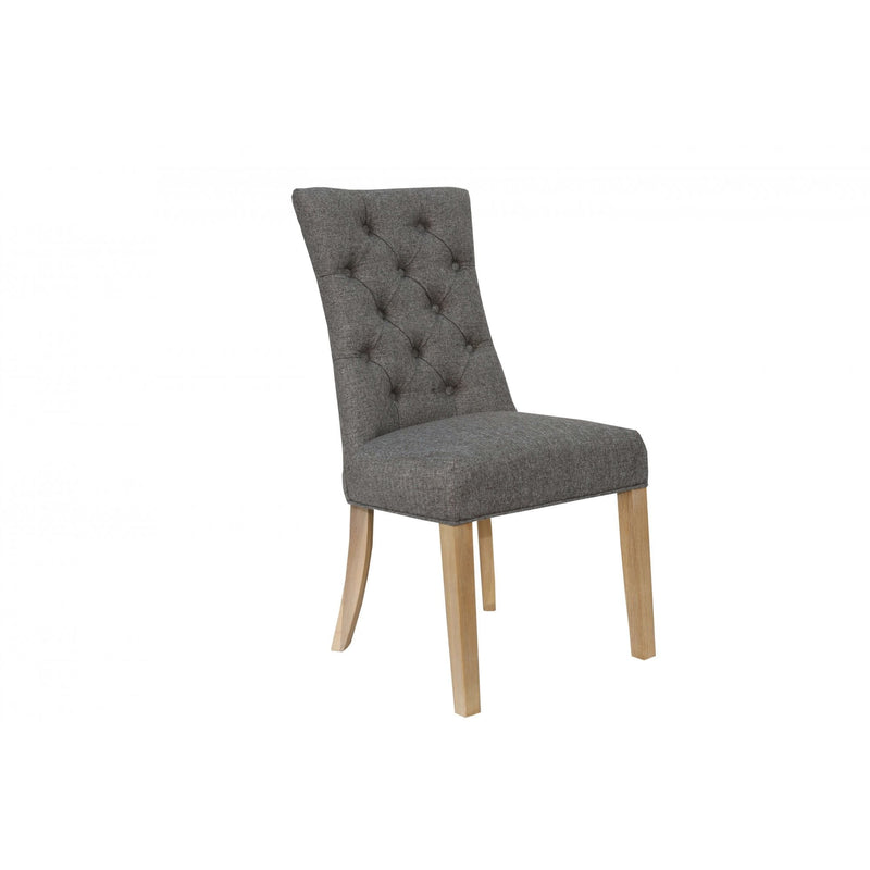 Pair of Curved Button Back Chair - Dark Grey