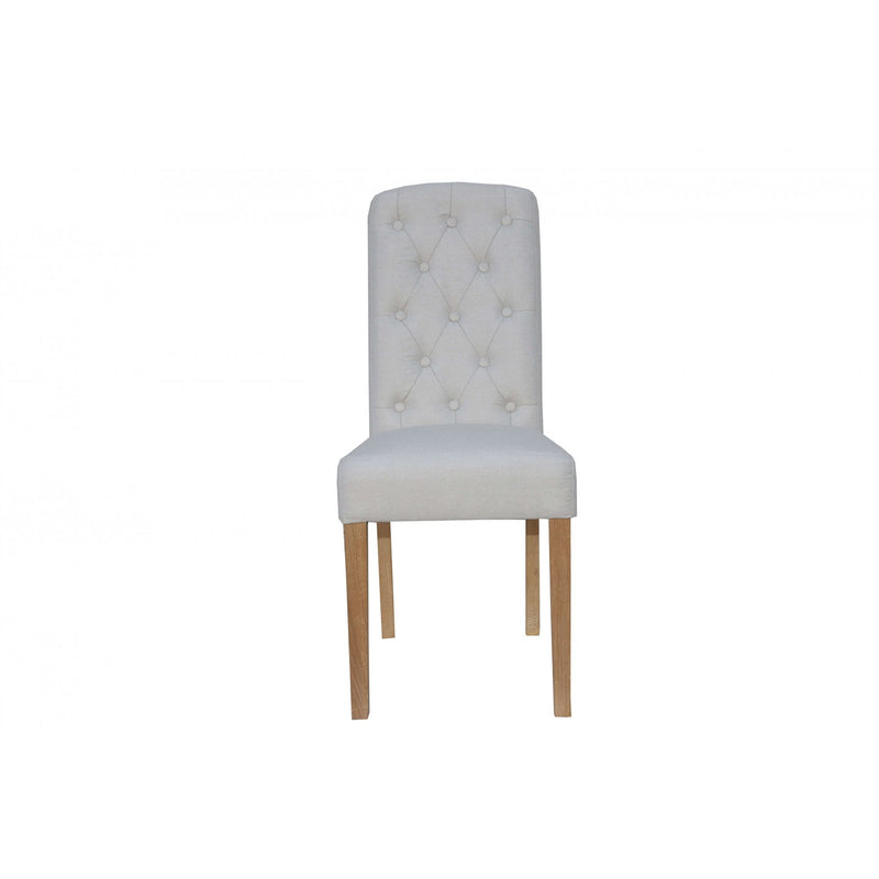 Pair of Button Back Upholstered Chair - Natural