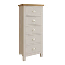 Beverley Dove Grey  Chest of 5 Drawers - Narrow 50 x 36 x 115 cm