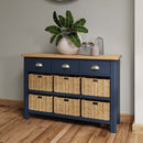 Aldeburgh Blue Storage Cabinet Unit 3 Drawer 6 Basket 110 x 30 x 75 cm