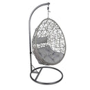 Silver & Stone Ariana Hanging Cocoon Rattan Single Egg Chair - Grey