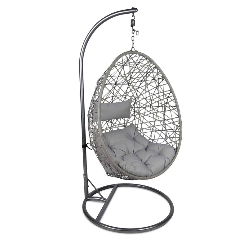 Silver & Stone Ariana Hanging Cocoon Rattan Single Egg Chair - Grey