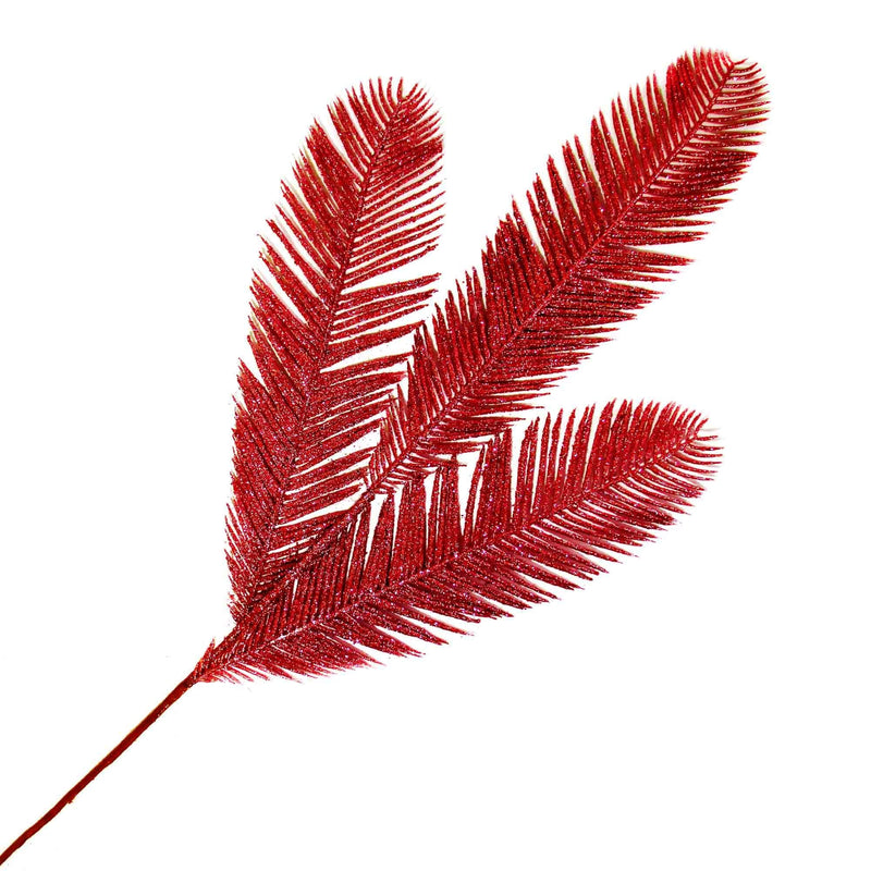 Christmas Sparkle Feather Branch Glittered Decoration Stem Pick X Large in Red