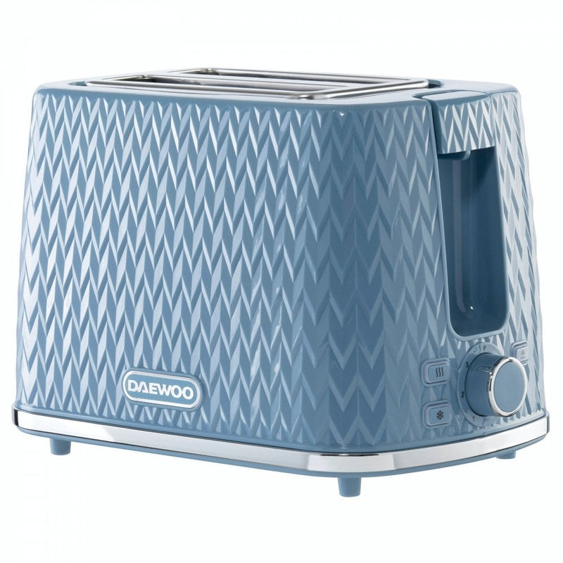 Daewoo Argyle Blue 2 Slice Toaster Reheat Defrost Removable Crumb Tray