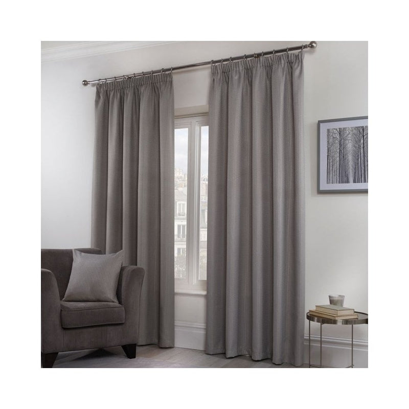Waffle Lined Pencil Pleat Curtains - Grey