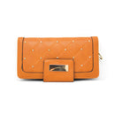 Ladies Boxed Brown Large Flap Over PU Purse