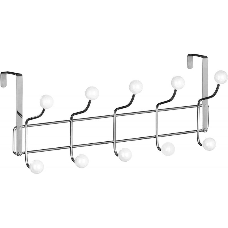 Chrome Over Door Hanger with 10 Hooks, Space Saving Overdoor Hanger for Clothes, Over Door Hooks, Coat Hooks for Door, Bathroom Storage
