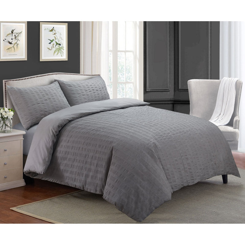 Seersucker Duvet Set - Grey