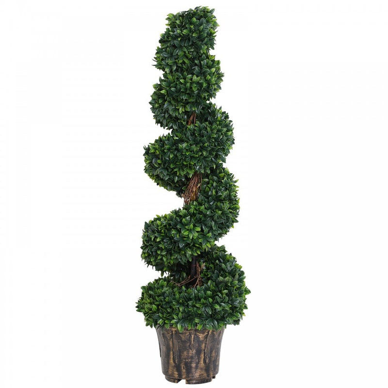 Outsunny Set of 2 Artificial Boxwood Spiral Plant Tree's - Green