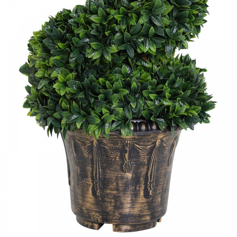 Outsunny Set of 2 Artificial Boxwood Spiral Plant Tree's - Green