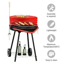 Outsunny Outdoor Charcoal BBQ Grill with Wheels - Red/ Black