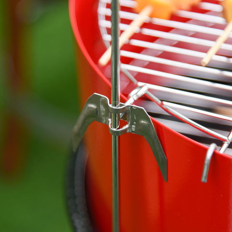 Outsunny Outdoor Charcoal BBQ Grill with Wheels - Red/ Black