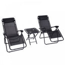 Outsunny-2 Piece Foldable Reclining Loungers With Side Table - Black