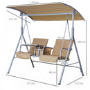 Outsunny Steel Garden Love Seat Swing Chair - Beige