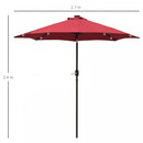 Outsunny Outdoor Umbrella Parasol with LED Solar Lights - Red