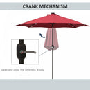 Outsunny Outdoor Umbrella Parasol with LED Solar Lights - Red