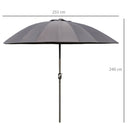 Outsunny 2.5 m Umbrella Parasol with Adjustable Tilt Crank - Dark Grey