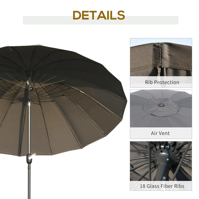 Outsunny 2.5 m Umbrella Parasol with Adjustable Tilt Crank - Dark Grey