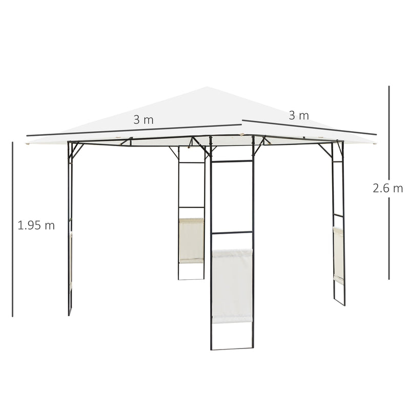 Outsunny Metal Frame Garden Gazebo Black/ Cream