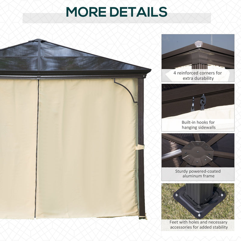 Outsunny  Hardtop Gazebo With Side Curtains/ Mosquito Net Panels 3m x 3m