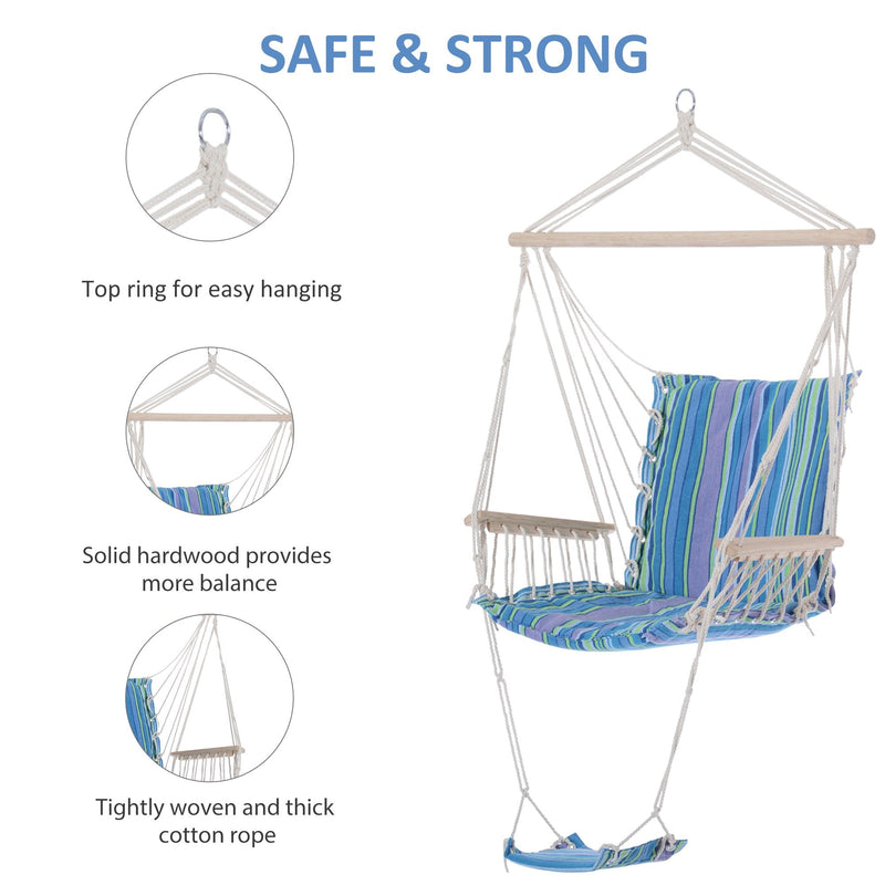 Outsunny Hanging Hammock Swing Chair - Multi Colour