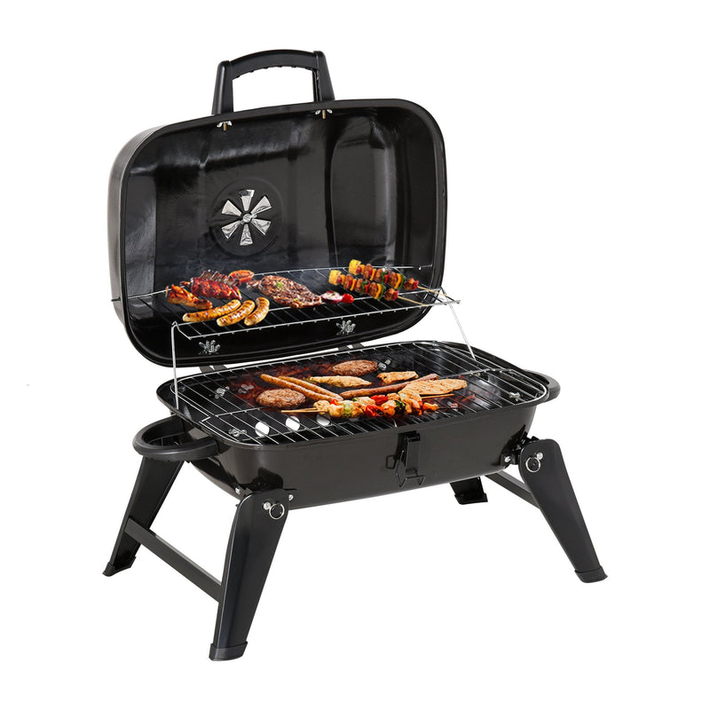 Outsunny Compact Charcoal BBQ Grill  - Black