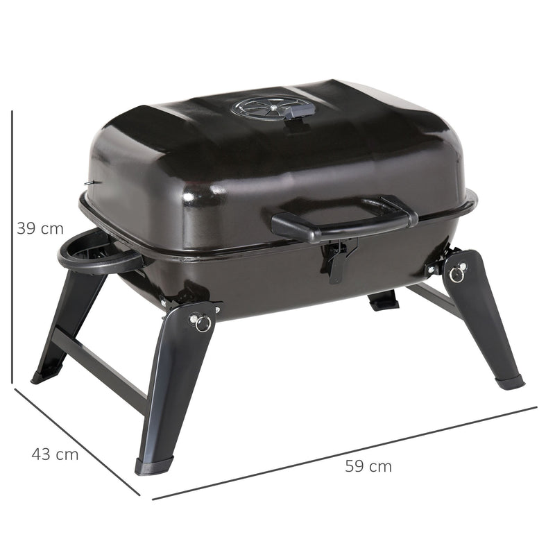 Outsunny Compact Charcoal BBQ Grill  - Black