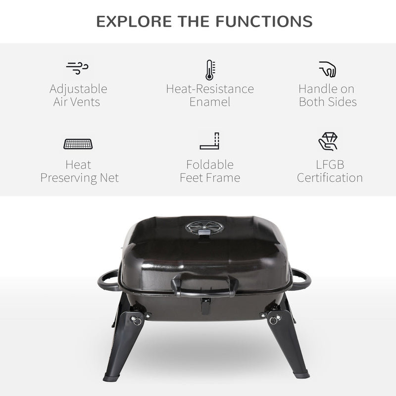 Outsunny Compact Charcoal BBQ Grill  - Black