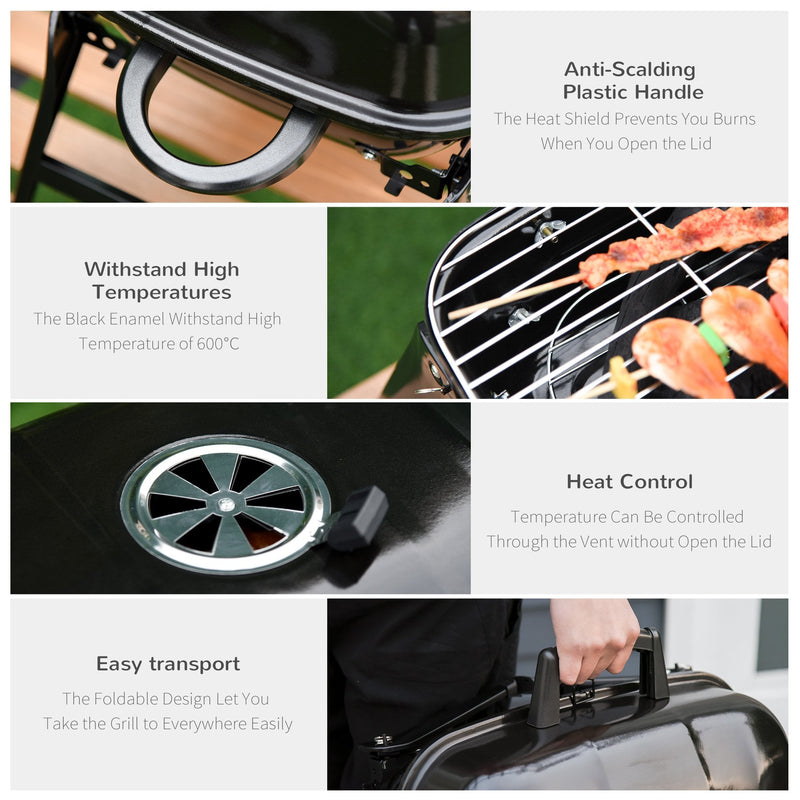 Outsunny Compact Charcoal BBQ Grill  - Black