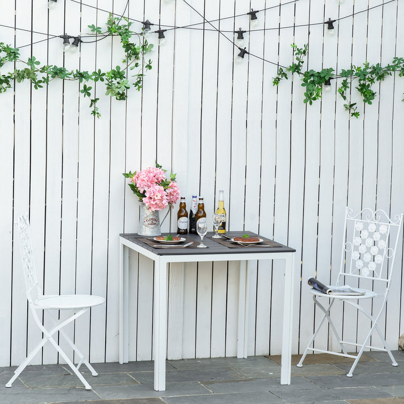 Garden Square Metal Frame Table with PE Surface - Dark Grey