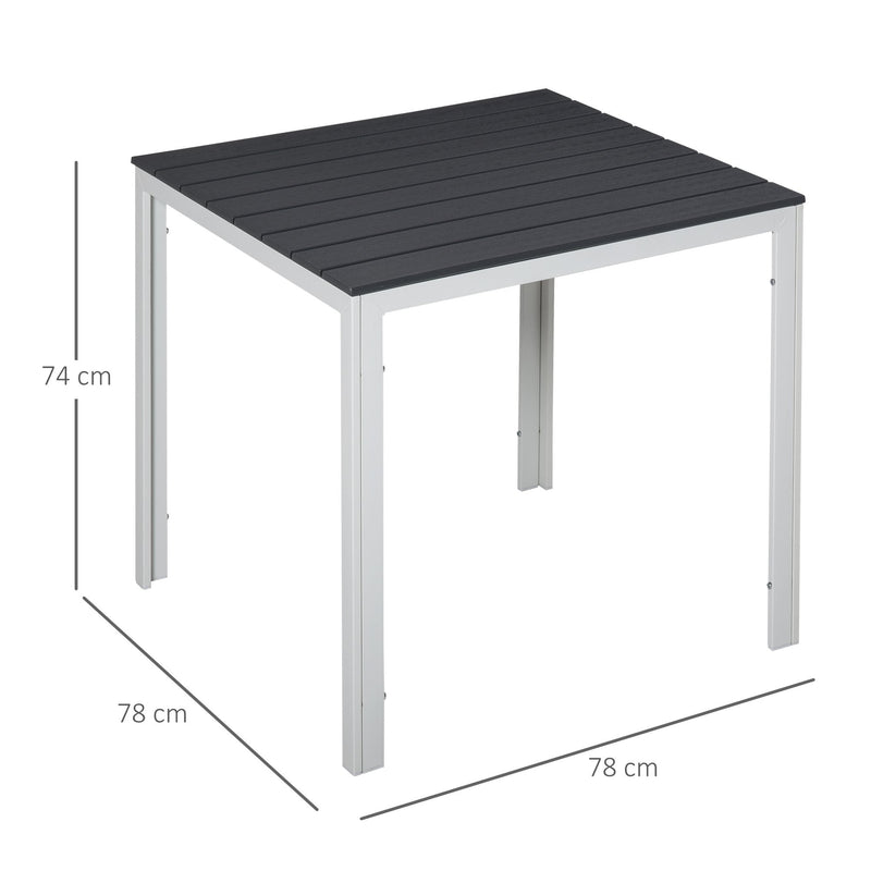 Garden Square Metal Frame Table with PE Surface - Dark Grey