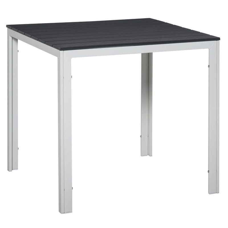 Garden Square Metal Frame Table with PE Surface - Dark Grey