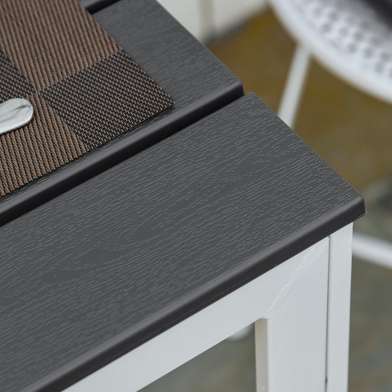 Garden Square Metal Frame Table with PE Surface - Dark Grey