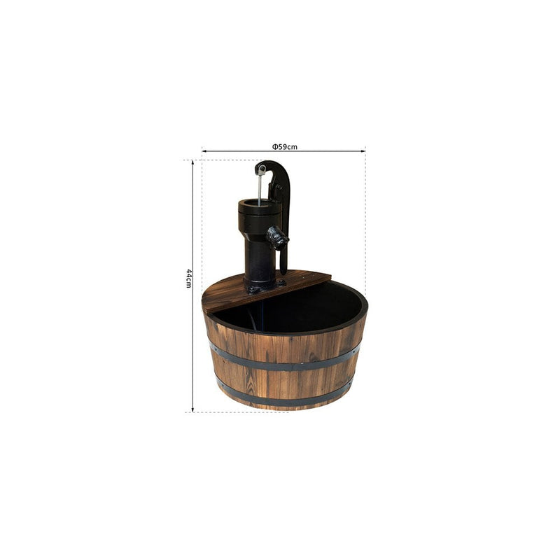 Outsunny Wooden Barrel Water Pump Fountain