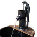 Outsunny Wooden Barrel Water Pump Fountain