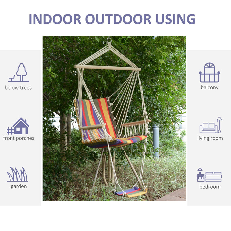 Outsunny Hanging Rope Frame Hammock Chair - Multi Colour