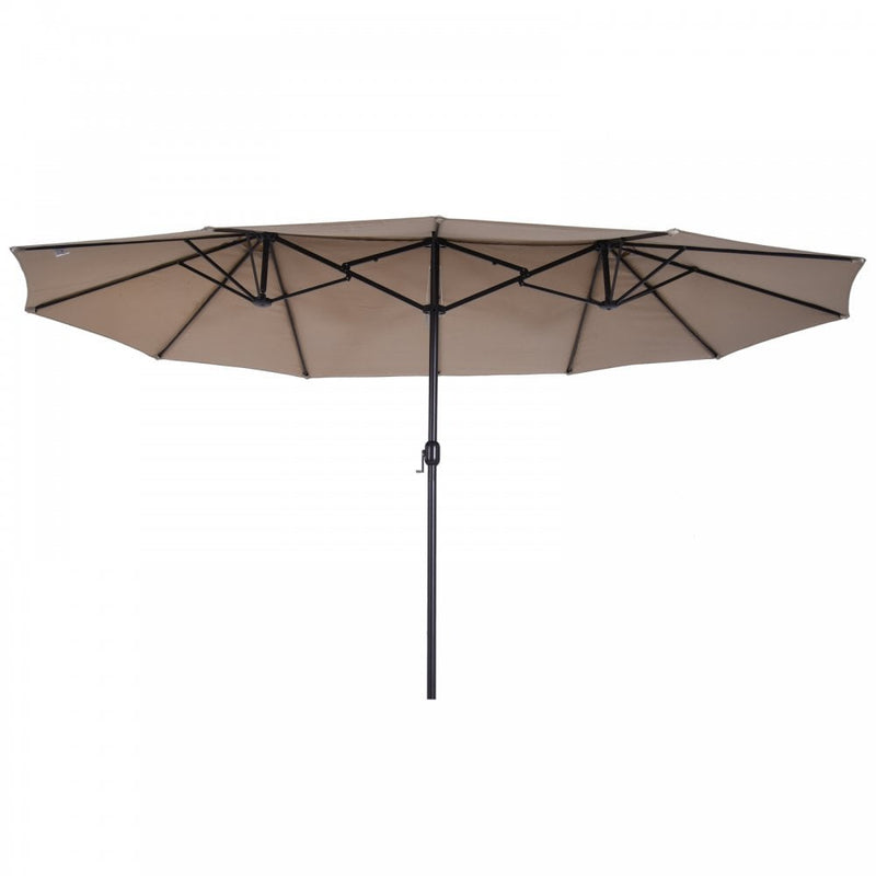 Outsunny 4.6m Double-Sided Patio Parasol Sun Umbrella-Tan