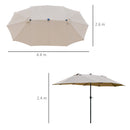 Outsunny 4.4 M Double-Sided Parasol Umbrella With LED Solar Lights - Khaki Beige