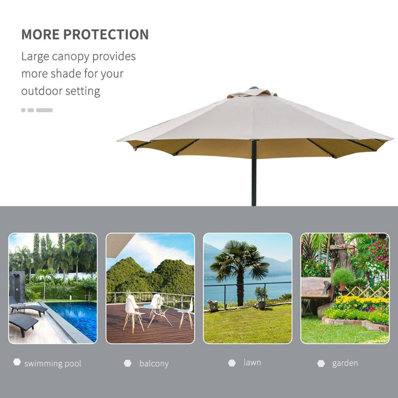 Outsunny 4.4 m Double-Sided Parasol Umbrella with LED Solar Lights - Khaki