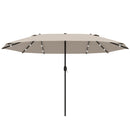 Outsunny 4.4 M Double-Sided Parasol Umbrella With LED Solar Lights - Khaki Beige