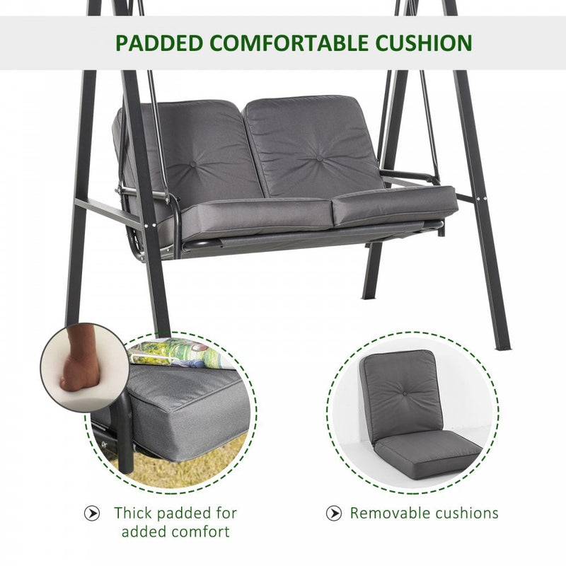 Outsunny- Cushioned Swing Chair with Canopy - Grey