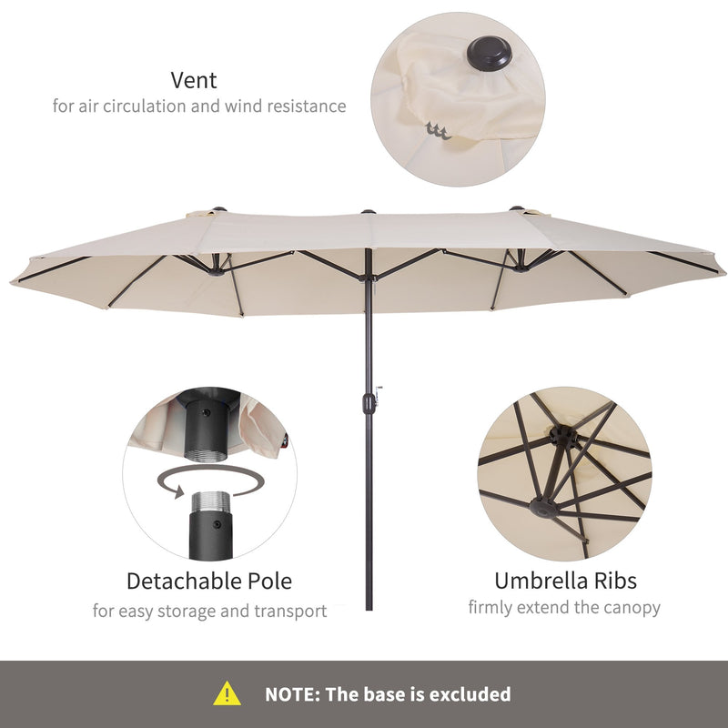 Oasis 4.6 m Double Sided Garden Parasol - Cream