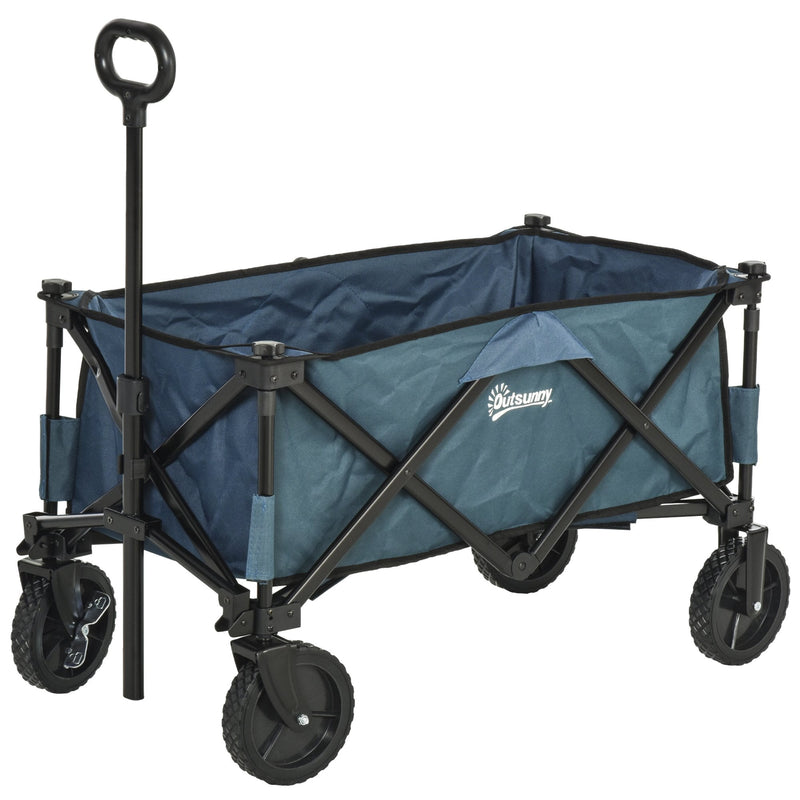 Foldable Outdoor Storage Cart with Wheels and Brakes - Green