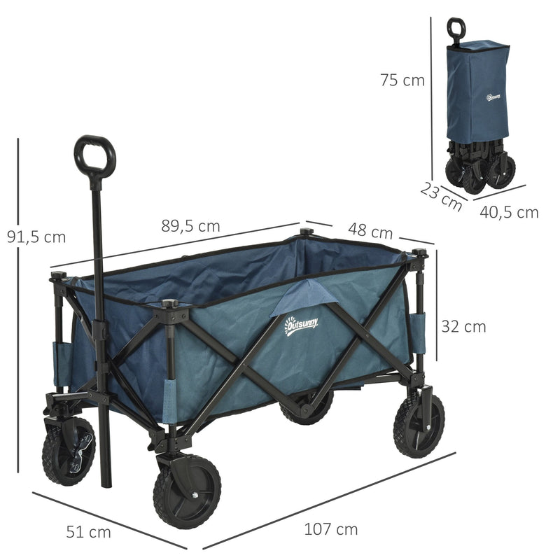 Foldable Outdoor Storage Cart with Wheels and Brakes - Green