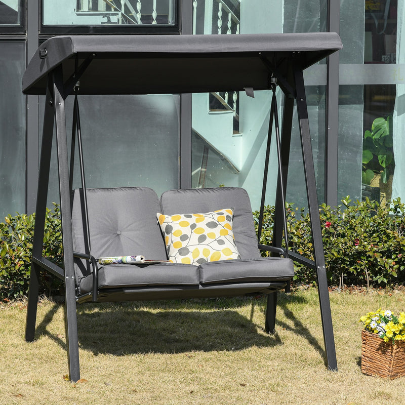 Outsunny- Cushioned Swing Chair with Canopy - Grey