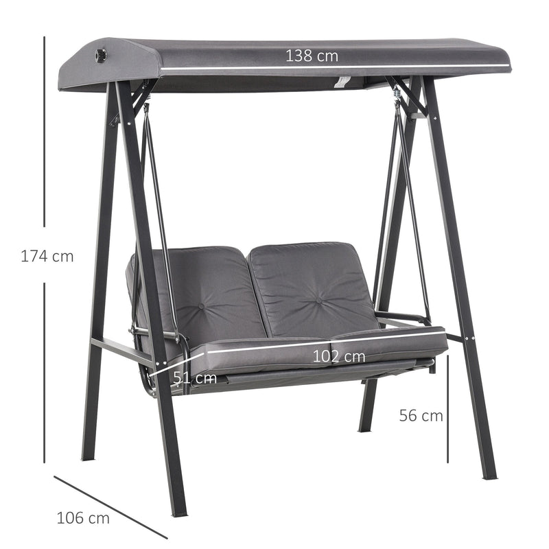 Outsunny- Cushioned Swing Chair with Canopy - Grey