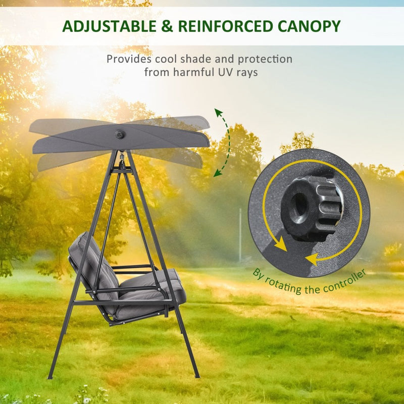 Outsunny- Cushioned Swing Chair with Canopy - Grey